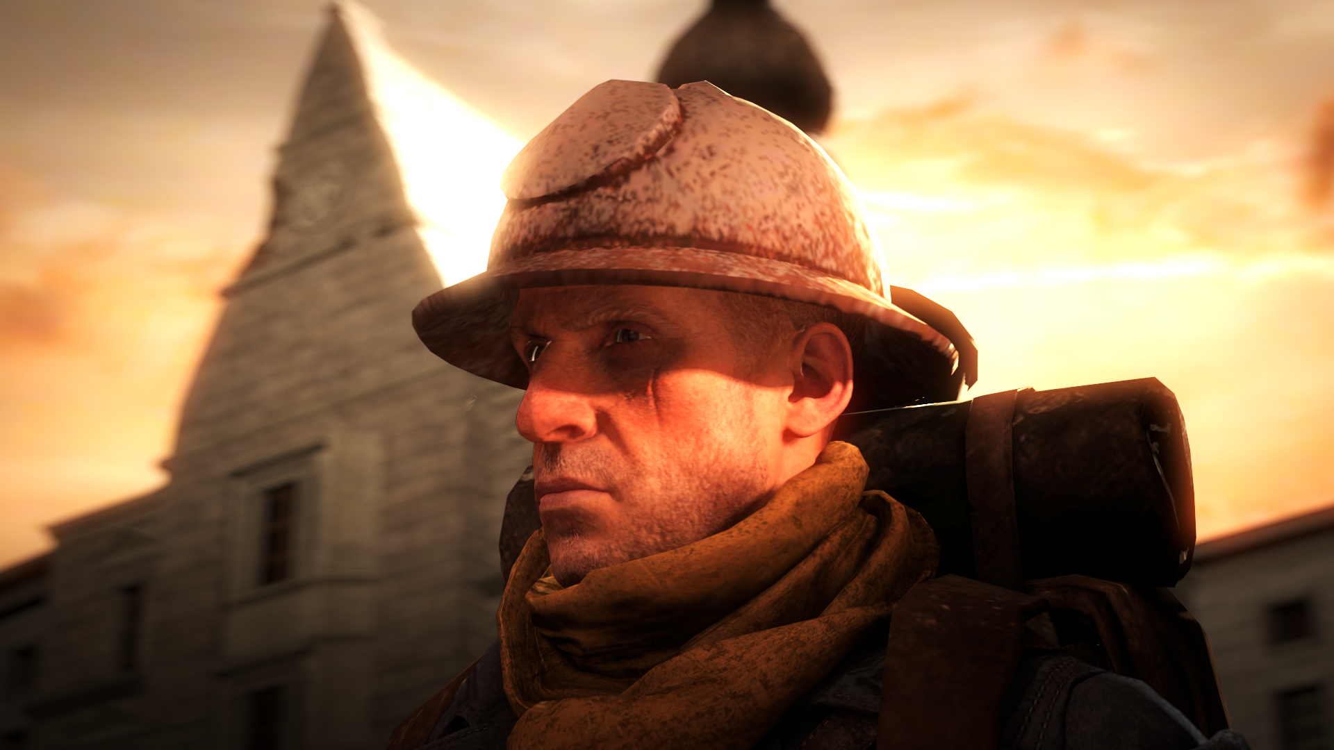 An image of a Warden soldier at sunset. Souperior uses this as a profile pic.